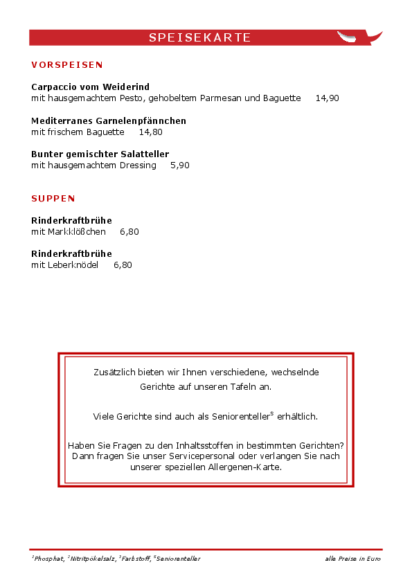 Speisekarte Forschners im Schuetzenhaus als PDF zum Download